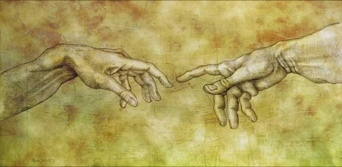 Silverpoint: The Creation of Adam (insp Michelangelo)